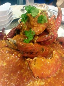 Chili crab looks like a Japanese horror movie but tastes delicious!